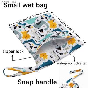 Diaper Bags 20*25cm Baby Diaper Bag Cartoon Print Wet Dry Nappy Zipper Handbag Carry Pack Travel Outdoor Wet Diaper Storage Bags R230920