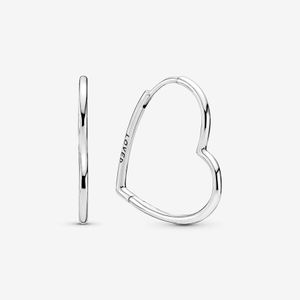 Authentic Asymmetrical Heart Hoop Earrings S925 Sterling Silve Fine Jewelry Fits European Style Designer Earrings 297822