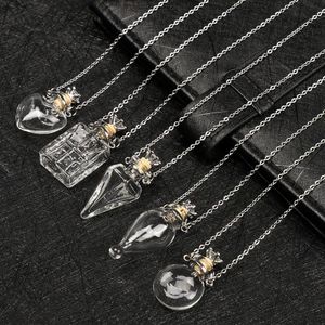 Glaze Vial Necklace Openable Water Drop Heart Steel Chain Keepsake Essential Oil Pendant Memorial Jewelry Perfume Necklaces2629