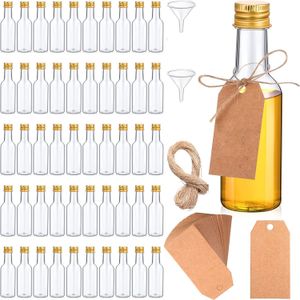 Bar Tools 50Pcs 50ml Mini Plastic Liquor Bottles Set Spirit Bottles Alcohol S Bottles with Caps Kraft Tags with Ropes for Party 230920