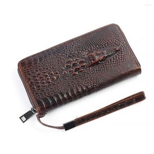 Wallets Mens Wallet Luxury Designer Purse Money Clutch Male Crocodile Pattern Brand Slot Leather Bag For Men