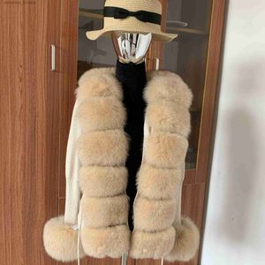 Women's Fur Faux Fur Women's Fashion Real fur Knitted Cardigan Fur Coat Plus Knitted Sweater Cardigan Spring and Autumn Jacke L230920