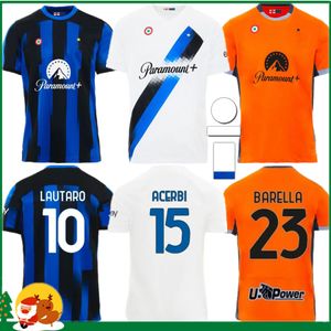 23 24 24 koszulka piłkarska Lukaku Barella Inters Milans Lautaro Vidal J. Correa 2023 2024 Football Shirt Calhanoglu Gagliardini Men Kit Kids Equpment Dimarco