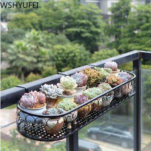 Storage Baskets Hanging flower basket Plant Iron Racks Balcony Round Flower Pot Rack Railing Fence Outdoor dropship Garden decoration Supplies 230920