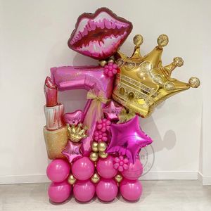 Other Event Party Supplies 38pcs Large Lipstick Lips Foil Balloon Valentine's Day Wedding Makeup Themed Girl Birthday Bride Bachelorette Decora 230919