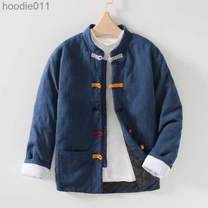 Mulheres Down Parkas Chinês Tradicional Retro Linho Algodão Acolchoado Outwear Casaco Homem Harajuku Autmn Gola Fivela Quente Jaqueta Amassada Para Homens L230920