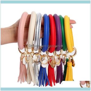 Bangle armband smycken mode pu läder armband nyckelring tassel pendel sport plånbok nyckelring för kvinnor smycken nyckelkedjor ch281i