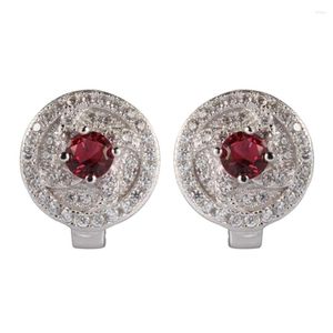 Stud Earrings Fleure Esme Engagement Wedding Earings Fashion Jewelry & Accessories For Women Alliance Red Cubic Zirconia Rhodium Plated