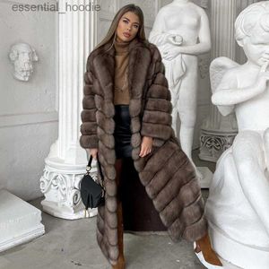 Casaco de pele falsa feminino, casaco de pele de raposa real, casaco longo de pele natural, mais vendido, 2023, casaco de pele de inverno l230920