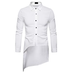 Camicie eleganti da uomo Manica lunga Solid Uomo Camicia da uomo design a coda di rondine Modi Camisas Blusa Masculina Classic Roupas2881