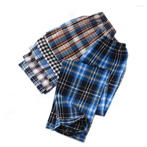 Indumenti da notte da uomo 2023 Primavera Autunno Uomo Cotone Pantaloni da notte Pantaloni maschili di fascia alta Casual Plaid allentato Ome Plus Size Pantalone XXXL