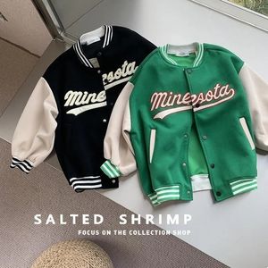 Jackets Autumn Green Baseball Jackets Big Kids Teens Fashion Clothes For Teens Girls Boys Cardigan 4 To 12 Children Outwear Coats 230919