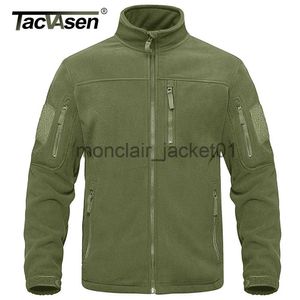 Men's Jackets TACVASEN Full Zip Up Tactical Green Fleece Jacket Thermal Warm Work Coats Mens Pockets Safari Jacket Hiking Outwear Windbreaker J230920