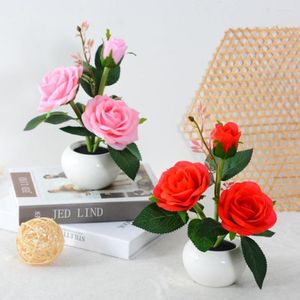 Night Lights LED Rose Flower Lamp Atmosphere Simulation Light For Room Decoration