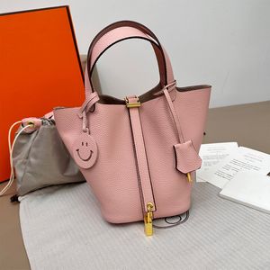 Rosa Designer-Tasche, Einkaufstasche, luxuriöse Handtasche, Mini-Handtasche, handgefertigte Leder-Einkaufstasche, Gemüsekorb, klassisches Litschi-Design, einfach, leicht, verschleißfest