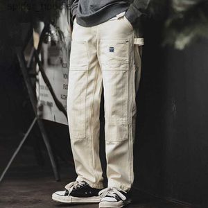 Men's Jeans Maden 2023 Japanese Korean Style Vintage Loose Jeans Washed Straight Multi-Pocket Men's Cargo Pants Streetwear Carpenter Trouser L230921