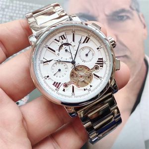 Top brand fashion men rose gold watch Stainless Steel band luxury man watch Mechanical Automatic Moon Phase mens wristwatch for me221y