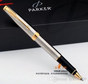 Parker Rollerball Pen Silver Golden Clip Pens Wysokiej jakości biuro papierowe materiały papiernicze Promocja Roller Pen Good1548620