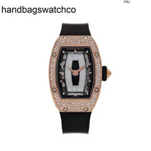 Richardmill Watch Mechanical Watches Richar Milles Ladies #039; Rose Gold Onyx Snow Diamond Set Rm0701 frj