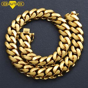 Chokers Hip Hop Biżuteria 20 mm ciężka luksus 18K Real Gold Stated Solid Solid Cuban Miami Cuban Link Naszyjnik dla mężczyzn Wholesale 230920