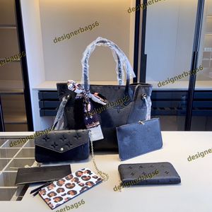 5A Luxurys Designers Handväskor Ladies Designer äkta läderkompositpåse Koppling Bag axel Tote Purse Wallet Flower Flower Shopping (Shopping Bag + 3-Piece Set + Wallet)