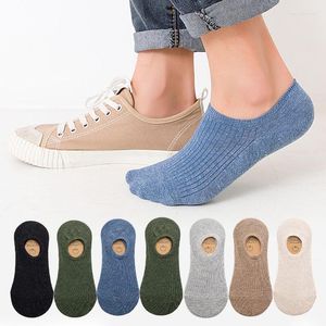 Men's Socks 5Pair / Lot Non-slip Silicone Invisible Cotton Sock Breathable Mesh Comfortable Summer Thin Sports Men Elastic