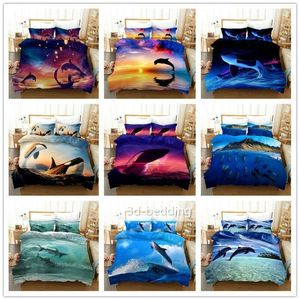 Bedding sets Dolphin Set 2 3Pcs Duvet Cover Pillowcase s 3D Printed Quilt For Home Textile Gift 230921