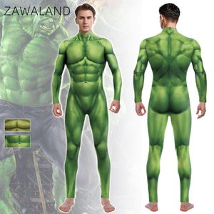 Catsuit Costumes Zawaland Superhero Printed Cosplay Costume Long Sleeve Spandex Bodysuit Halloween Party Carnival Catsuit Zentai Muscle Suit