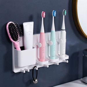 Tandborstehållare Badrum Förvaring Elektrisk Tandborstehållare Traceless Wall-Mount Håll torrt tandborste Stand Rack Bath Accessories 230921