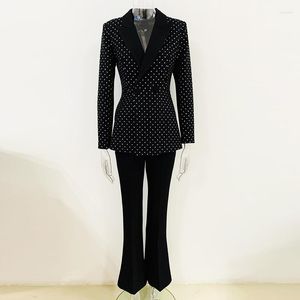 Pantaloni a due pezzi da donna 2023 Star Fashion Diamond Suit Cappotto micro svasato