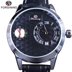 ForSining Small Dial Watch Second Hand Display Osk Desig Mens Watches Top Brand Luxury Automatisk klocka Fashion Casual Clock Me271T