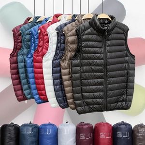 Erkekler Down Parkas Kış Erkekler Duck Down Ceket Ultralight Kolsuz Küfür Yelek Ceket Ultra İnce Sıcak Hafif Aşağı Down Ceket Yelek 230920