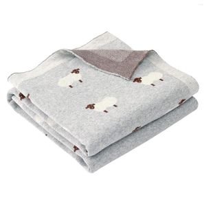 Coperte Coperta super morbida per bambini in cotone lavorato a maglia, fascia per bambini, per ragazzi e ragazze con simpatica biancheria da letto per passeggino a forma di pecora