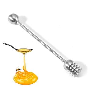 Spoons Stainless Steel Straight Handle Honey Stick Tools Metal Dippers Coffee Tea Stirrer Party Supply Honeys Jar Sn4386 Drop Delive Dht7V