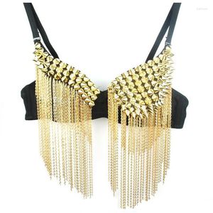 Scene Wear Ladies Sexy Fringe Rivet Tassle Belly Dance Costume Bra Dancewear Competition Performamce Bollywood Nightclub