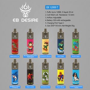 EB DESIRE Mega12000 soffi Penna Vape BC600 BC800 BC5000 BC12000 RM 7000 7K 9K 12K soffio Cartuccia pod usa e getta 550mAh 20ml Batteria Vapes Pods Stick Style