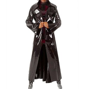 Catsuit kostümleri lateks kauçuk uzun ceket siyah yeni sıcak satışlar saf rüzgar compat unisex s-xxl