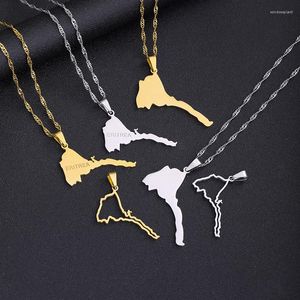 Pingente colares moda eritreia mapa de aço inoxidável mulheres homens cor ouro festa de aniversário jóias colar africano etiópia