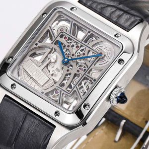 12a Santos Skeleton Serisi Tasarımcı Erkek Kadınlar İzle Takımlar Tam Simülasyon Mekanika İzle 18k Gül Altın Safir Saat Noel Hediyesi 43mm Quartz Watch