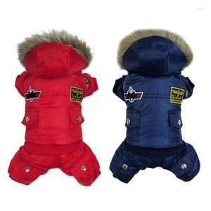 Hundkläder husdjurskläder vinter varm röd kappa jumpsuit förtjockar kläder för Yorkshire teddy hundar kostym valpjackor