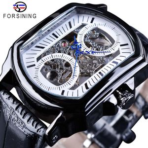 Forsining Design retrò classico Moda blu mano trasparente traforato orologio meccanico da uomo scheletro Top Brand di lusso orologio maschile268d