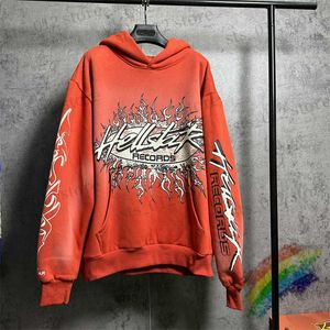 Erkek Hoodies Sweatshirts Red Hellstar Fleece Hoodie Erkek Kadınlar En Kaliteli Graffiti Hip Hip High Street Pullover Kapşonlu T230921