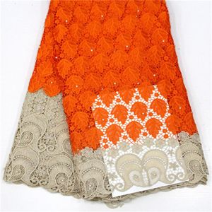 Guipure Lace African Cord Lace Fabric z kamieniami materiał tekstylny ciesz się wysoką reputacją i sprzężeniem zwrotnym 5 metrów SR-3305G