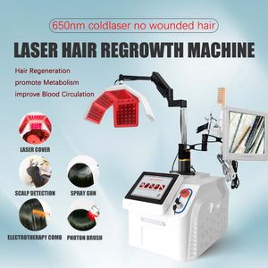 Kostenloser Versand tragbare Laser-Anti-Haarausfall-Maschine Haarwuchs-Wachstumsausrüstung mit LED-Hochfrequenz-650-nm-Laser-Kopfhautbehandlungserkennung für den Friseursalon