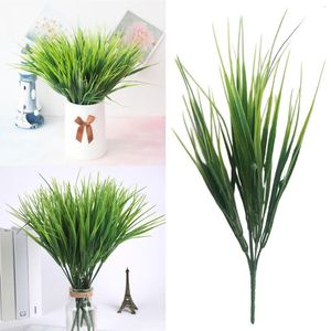 Flores decorativas com 7 cabeças de pequenas mudas verdes de primavera, plástico, divisória em vaso de água, decoração, grandes girassóis artificiais