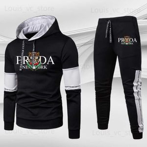 Tute da uomo Vendita calda Felpa di lusso da uomo Set Jogger Felpe con cappuccio + Pantaloni sportivi Tuta Sport all'aria aperta Tuta da sci Outfit Maschile Streetwear Panno T230921