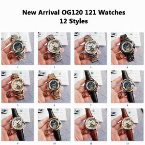 45m Automatic Mechanical Wristwatches NO BOX Tourbillon Moon Phase Watch White Dial Silver Year Month Week Day Leather Stainless S270n