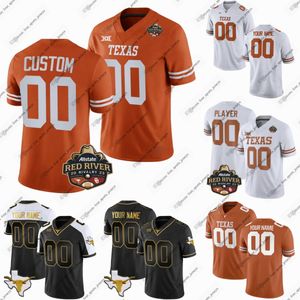 Personalizado NCAA College Texas Longhorns Camisas de futebol Sanders Shannon Banks Jr. Campbell Chatman Cojoe Conner Goosby Goram-Welch Hutson quatro camisas esportivas Jones