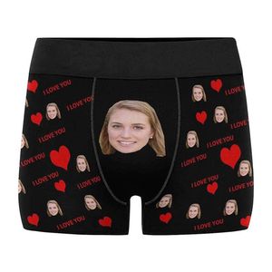 Cueca boxer personalizada com rosto de amante, eu te amo, foto personalizada, roupa íntima engraçada para homens, os melhores presentes