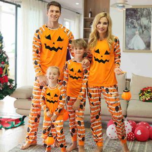 Passende Familien-Outfits 2023, Halloween-Partykleidung, passendes Familien-Outfit, Gothic-Kürbis-Druck, Mutter, Vater, Kinder, Baby, Familienlook, weiche Outfits, Pyjamas, T230921